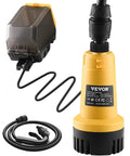 Cordless Submersible Water Transfer Pump With 528 GPH Flow Portable Sump Pump For Pool Garden Pond, yellow unit with hose
