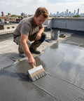 Applying Heavy Duty Polymer Cement Concrete Waterproof Coating Stops Leaks Cold On Roofs And Basements Fast Drying 16 Oz.