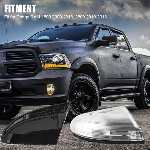Dodge Ram 1500 Front Mirror Turn Signal Puddle Light Left Driver Side LED Lamp Assembly Replacement 68064949AA fitment display