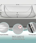 Ultra Lightweight Pop Up Mosquito Net Bed Tent, Breathable Soft Mesh, Foldable And Durable Design with dimensions 78.7x31.5x23 in