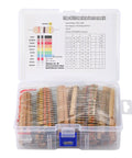 Plastic box with 56 Value 1W Carbon Film Resistor Kit For DIY Electronics Projects, resistors organized neatly inside.