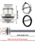 M12 12 Pin A Code Female Connector Cable 0.7 Foot IP67 Waterproof Aviation Sensor dimensions and components