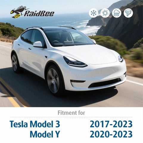 Step Up Your Road Game With These Premium Windshield Wiper Blades For Tesla Model 3 And Model Y Years 2017 Through 2025 on a car.