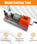 Portable Horizontal Metal Cutting Tool With 110V Power High Precision Slotting Machine, orange and grey unit with manual crank.