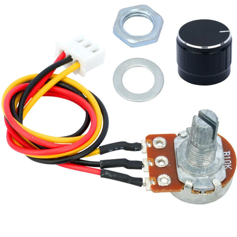 Three Pack 10K Ohm Linear Potentiometer Kit With WH148 3 Pin Variable Resistor, XH2.54 Connector Wires, 200Mm Lead, Knob Caps