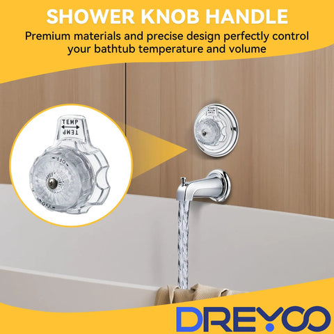 MXT11 Compatible Shower Volume And Temperature Handle Replacement For Mixet Tub And Shower Faucets clear acrylic knob in use