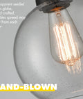Close-up of Farmhouse Black Globe Pendant Light With Hand Blown Seeded Glass And Easy Access Open Bottom 8 Inch Globe Adjustable Height