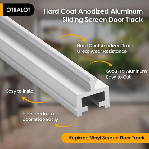 Anodized Aluminum Sliding Screen Door Track 75 Inch Bottom Track Replacement For Patio Doors Heavy Duty No Rust DIY Friendly Install Smooth Sliding Rail with hardness details.