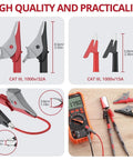 25 Piece Silicone Multimeter Leads Kit With Replaceable Probes CAT III 1000V 20A Large And Medium Alligator Clips Tweezers
