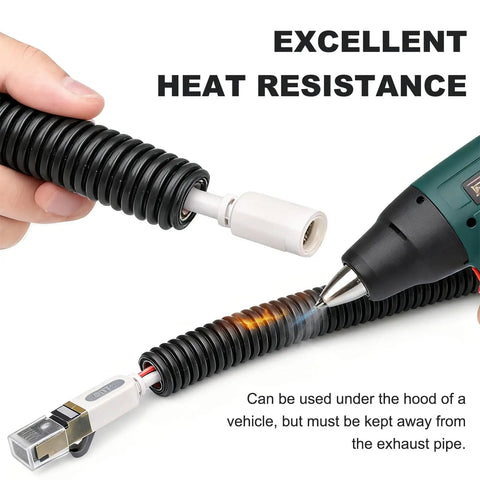 120 Feet Split Wire Loom Tubing Kit With 2 Clamps For Quick Auto Wiring Protection Flexible Abrasion Resistant Conduit