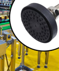 Close-up of Heavy Lifter Adjustable Furniture Glides Non Slip Swivel Leveling Feet for office use on uneven floors.