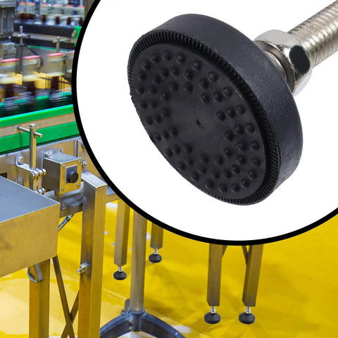 Close-up of Heavy Lifter Adjustable Furniture Glides Non Slip Swivel Leveling Feet for office use on uneven floors.