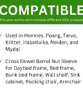 Heavy Duty Replacement Cross Dowel Barrel Nut Sleeves Pack Of 16 For Furniture Fix Ups compatible with various IKEA products and frames.