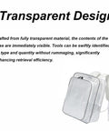 Heavy Duty Anti Static Clear PVC Tool Backpack With A Hella Tough Abrasion Resistant Build crafted from transparent material.