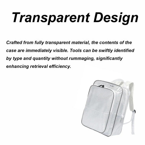 Heavy Duty Anti Static Clear PVC Tool Backpack With A Hella Tough Abrasion Resistant Build crafted from transparent material.
