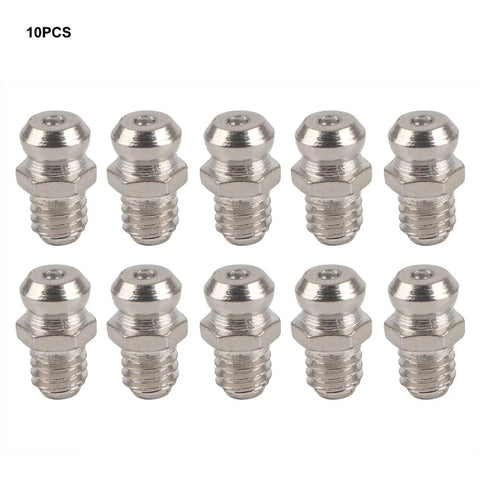 Grease Zerk Kit 10 Pieces Metal Grease Fittings For M6 Straight Grease Gun Accessories Visible in 10PCS Arrangement