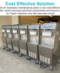 Tune Up Kit For Soft Serve Machines 336 338 339 754 774 791 794, FT X49463 4 1 Parts Compatible For Easy Maintenance And Peak Performance And Smooth Scoops For Home Use And Commercial Kitchens With Quick Install And Durable Build. row of stainless steel Taylor soft serve machines on casters