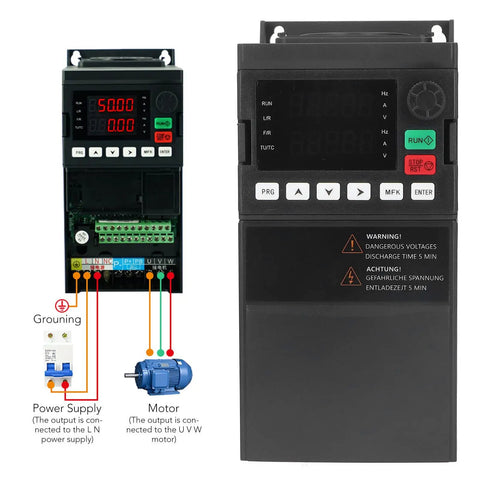 Beefy 3 Phase VFD Motor Controller With 380V Input And Output 2.2KW Pro Grade Industrial Inverter For Heavy Duty Machinery Durable ABS Shell Easy Setup And One Button Run Stop With Clear Digital Display, front view