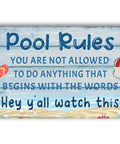 Vintage Pool Rule Sign Metal Tin Outdoor Waterproof Wall Decor For Backyard Bar Or Deck 8 By 12 Inch Non Glare Rustic