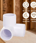 32 Pack One Half Inch 3 Way PVC Fittings Furniture Grade Elbow Connectors, heavy duty and budget friendly, for DIY shelves and frames.