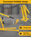 4000 LB Folding Engine Crane Beefy Steel Hoist Cherry Picker Portable Garage Lift For Auto Repair Workshop showcasing foldable design and wheels.