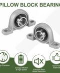 Two Pack KP000 Pillow Block Bearing Set Self Aligning Flange Mount Three Eighths Inch Shaft Size 10mm Inner Diameter