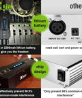 Portable Phantom Power Supply 48V 12V Switch for Condenser and Shotgun Mics, Rechargeable Battery Pack With Up To 40 Hours Of Run Time