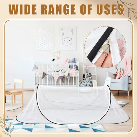 Two Pack Large Pop Up Mosquito Net For Bed 78 X 31 X 22 Inch Portable Foldable Mesh Canopy displayed in a bedroom setup.