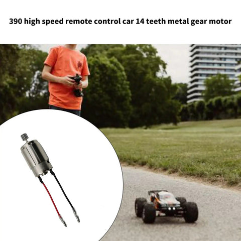 Child controlling RC car with High Speed 390 Motor With 14 Tooth Metal Gears Upgrade for off road performance
