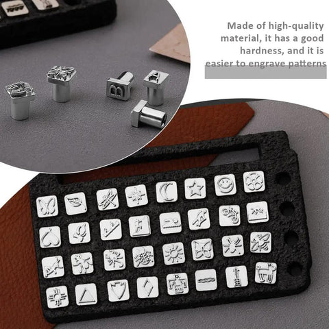Leather Stamping Tools Kit With 68 Letter And Number Stamps And Patterns, 2 Leather Punch Tools And Rubber Hammer, 6mm Character Stamps