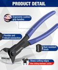 8 Inch Nail Puller End Cutting Pliers With Laser Hardened Edge For Clean Cuts Rustproof CR V Steel Heavy Duty Nail Extraction Tool For Construction And Home Improvement Projects, blue handles