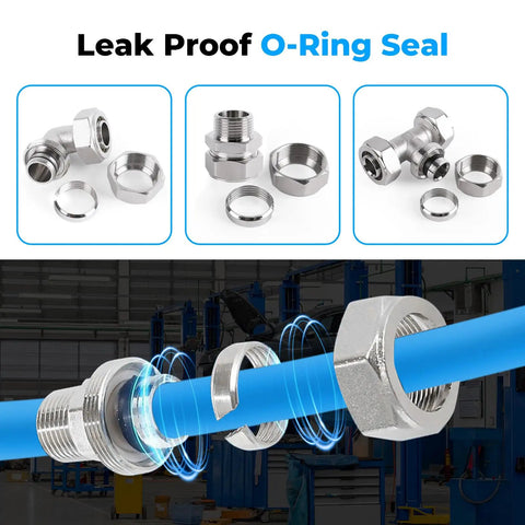 Heavy Duty Shop Air Line Kit Three-Quarters Inch HDPE Aluminum HDPE Tubing For Compressed Air System, Leak Proof Seal