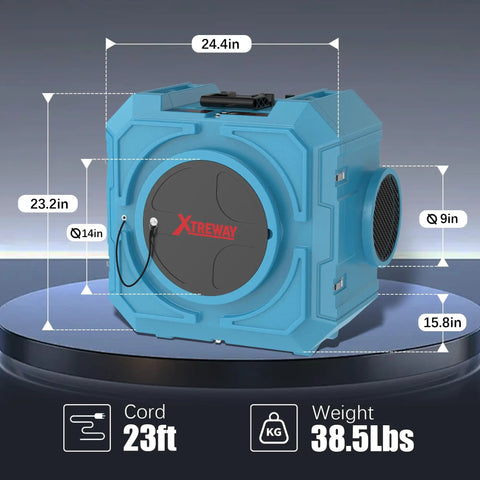 Side view of the Beast 800 CFM Hepa Air Scrubber With Four Stage Filtration And Stackable Negative Air Machine for various uses.