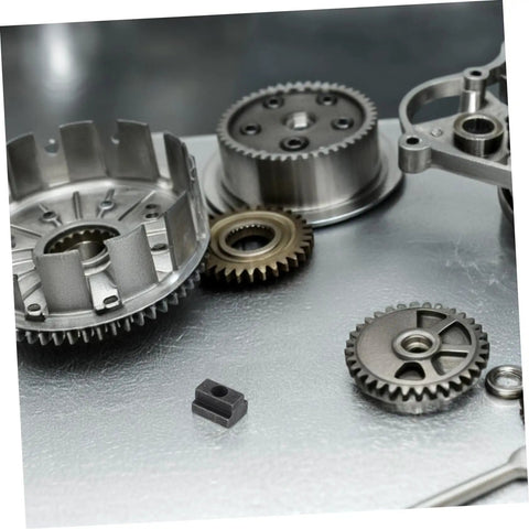 Heavy Duty 6 Piece T Slot Clamping Nuts Set Rock Solid High Strength T Nuts For T Slot Rails No Sweat Setup shown with machine gears.