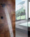 Matte Black Shower Faucet Set With Pressure Balance Cartridge And 8-Inch Rain Shower Head, Non-Return Check Valves in modern bathroom