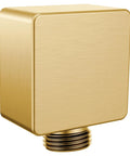 Square Drop Ell Handheld Shower Wall Connector In Brushed Gold Finish, One Half Inch IPS Pipe Adaptor For Easy Shower Setup And Modern Bath Upgrade Provides Sturdy, Leak Resistant Fit For Lasting Bath Luxury