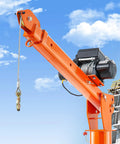 Electric Pickup Truck Crane With 6000 Lb Winch 12V Bed Mounted Folding Jib Hoist Steel Construction 360 Degree Swivel Built To Haul Heavy Lifting For Construction And Factory Jobs mounted on a truck bed