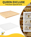 Natural Wood 10 Frame Langstroth Beehive Parts Kit with telescoping top cover, plastic queen excluder, and bees.