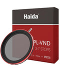 82mm Pro II Multi Coating Circular Polarizer And Variable Neutral Density Filter For DSLR And Mirrorless Cameras on red box