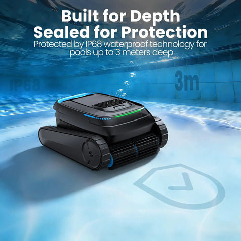 Cordless Robotic Pool Cleaner For Inground And Above Ground Pools With Smart Nav And 5000 GPH Suction No Brainer Dual Drive Motors