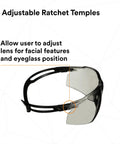 SecureFit 500 Series Safety Glasses With Adjustable Ratchet Temples All Day Comfort Anti Fog Anti Scratch Gray Lens Black Frame ANSI Z87