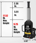 Torin 20-ton hydraulic welded bottle jack, black steel with side handle.