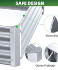 Raised Garden Bed 6x3x1 Foot Galvanized Metal Planter Box in Silver with corner protector and rolled edge design details