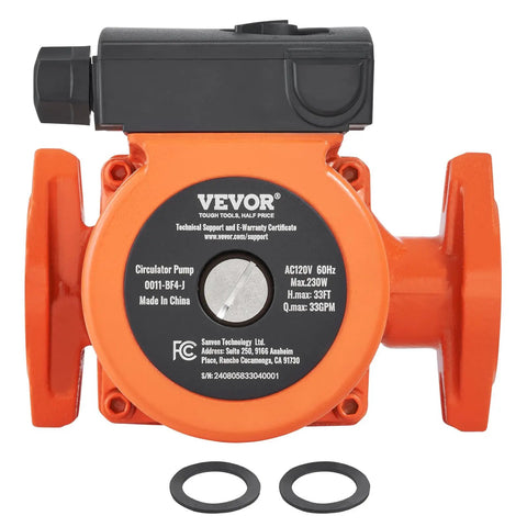Heavy Duty Cast Iron Circulator Pump 33 GPM Hot Water Circulation Unit 3 Speed 1 1/4 Inch NPT Flange close-up view.