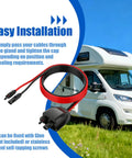 Weatherproof Solar Cable Entry Gland Kit With 3Ft 10AWG Extension Wire And MC4 Connectors for RV installations shown with camper background.