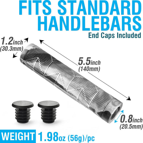 Grippy Flangeless Handlebar Grips For Flat Straight Bars And Scooters With 140 mm Non Slip Grip That Feels Like TPR And Absorbs Shocks