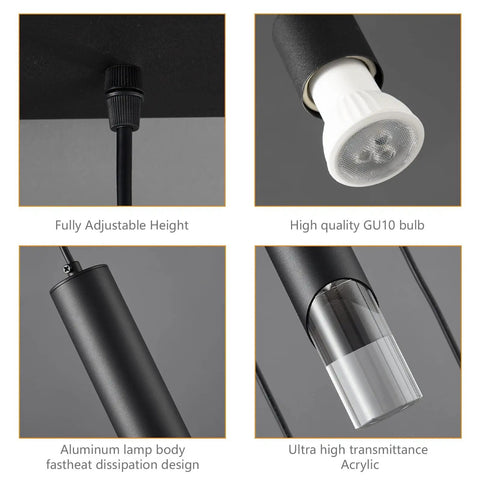 Image showcasing Cool Three Light Modern Pendant Light Fixture For Kitchen Island with adjustable height and acrylic shades.