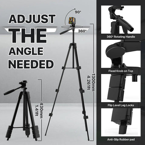 Green Cross Line Self Leveling Laser Level With Tripod For Picture Hanging Tile And Indoor Construction Projects Pro Grade Dual Module With Rechargeable Battery And Selectable Laser Lines 100 Foot Range, adjustable tripod