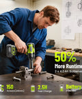 Heavy Duty 1/2 Inch Cordless Brushless Impact Wrench Packing Beast Mode 1032 Ft Lbs Of Breakaway Torque in use on metal parts.
