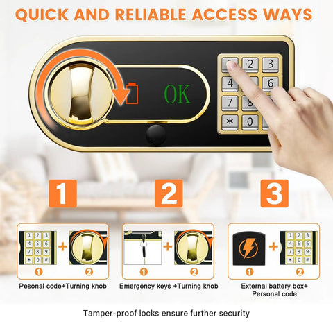 User entering code on digital keypad of Beefy 5.8 Cu Ft Drop Safe Box For Business With Anti Theft Money Drop Depository, Lock And Slot, Digital Keypad And Spare Keys.